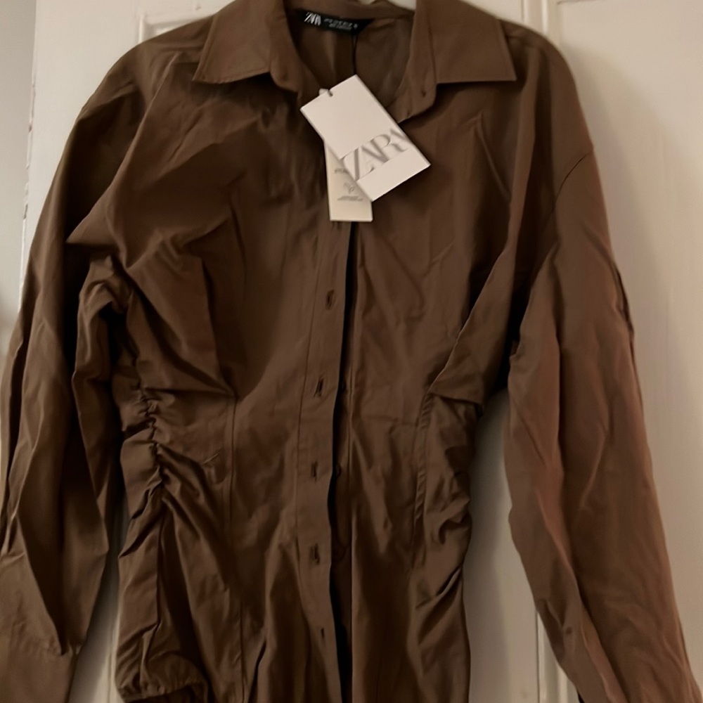 Brown coat Zara bodysuit XS